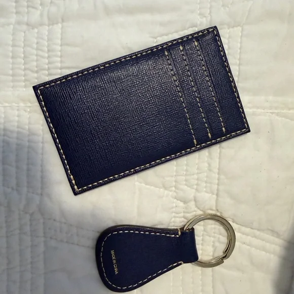 Dooney and Bourke Blue Textured leather Card Holder and Key Fob - Picture 2 of 4